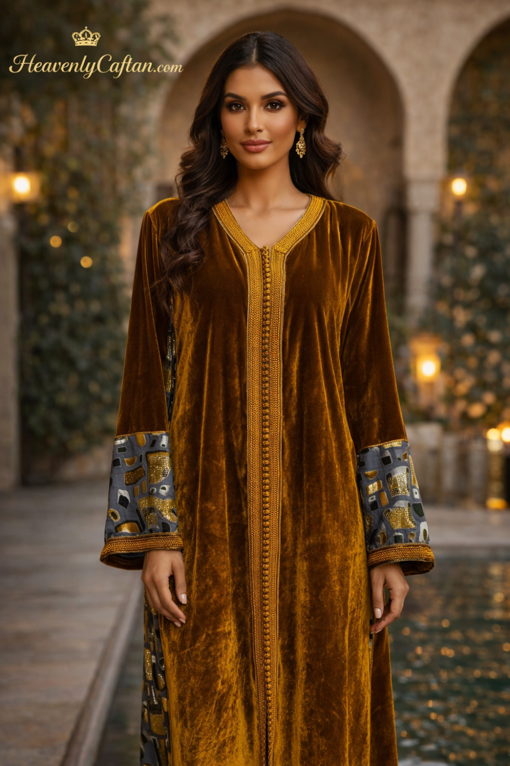 Golden Velvet Moroccan Caftan